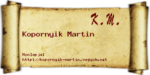 Kopornyik Martin névjegykártya