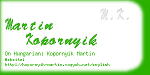 martin kopornyik business card